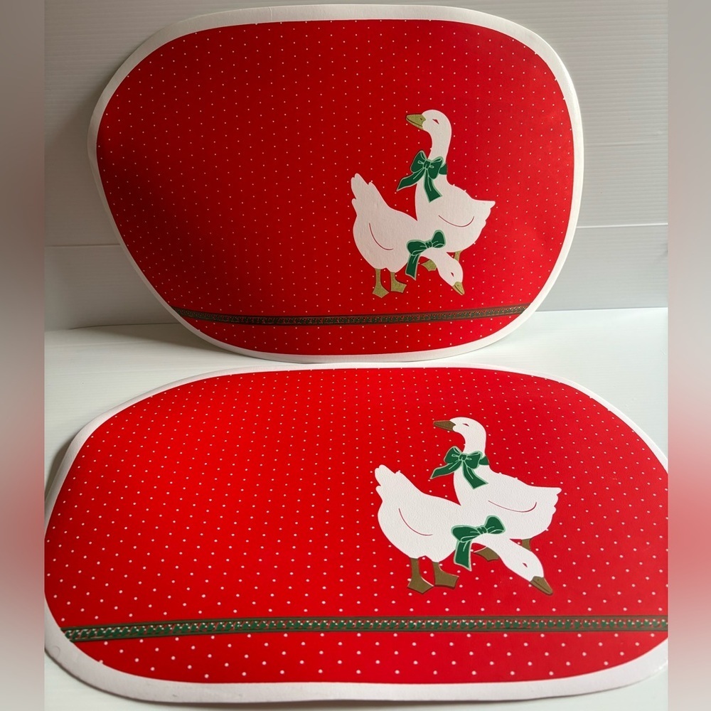 Vintage Red Goose Placemats Set of 2 Farmhouse Decor